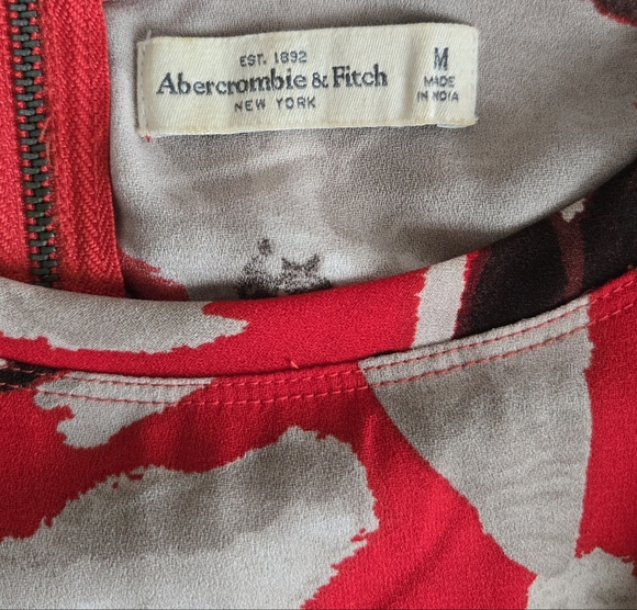 Abercrombie & Fitch Red Mini Floral Shift Dress With Pockets Womens Sz Med - Picture 6 of 7